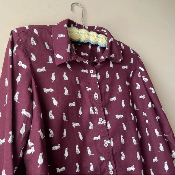 Talbots petite burgundy cat lady blouse size 1XP - Picture 3 of 6